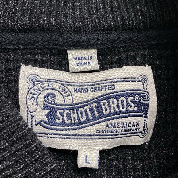 Vtg SCHOTT BROS Men Wool Blend Pullover Sweater Sz L Black V Neck Preppy 68-28 - Picture 9 of 10